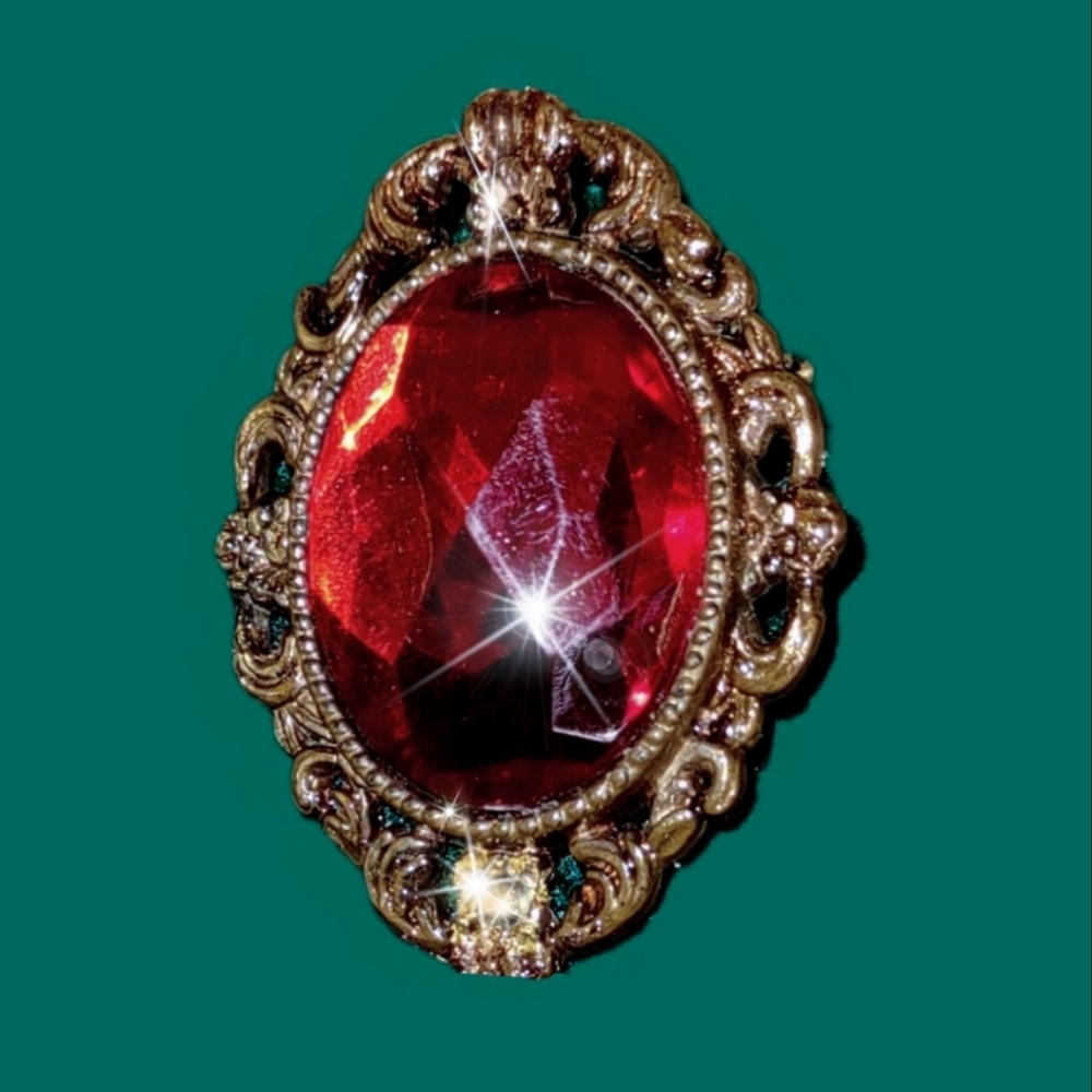 Vintage Red Rhinestone Brooch - Picture 4 of 8